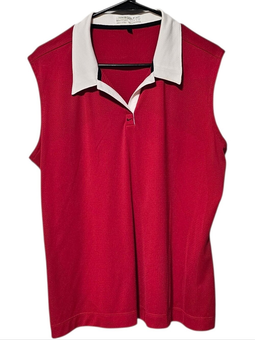 Nike Golf Fit Dry Women's Red & White Sleeveless Performance Polo Size XL